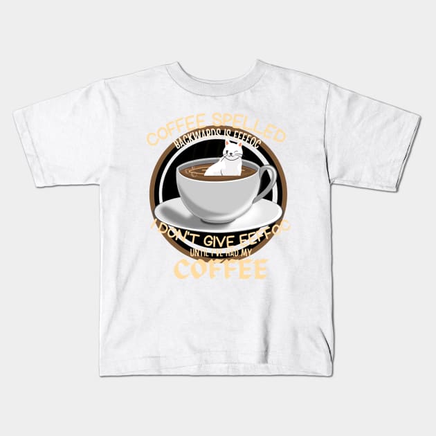 Coffee spelled backwards is eeffoc meme Kids T-Shirt by LukjanovArt